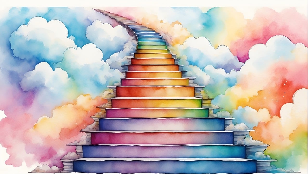 Image of stairs with rainbow colors